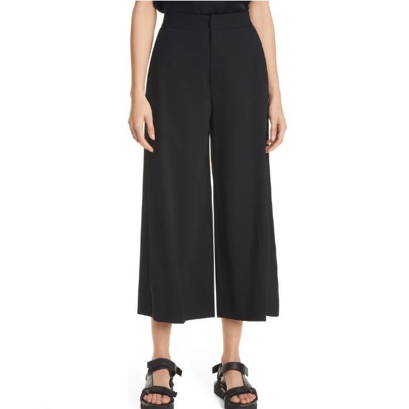 VINCE Crop Wide Leg Pants In Black 6 - Picture 1 of 13